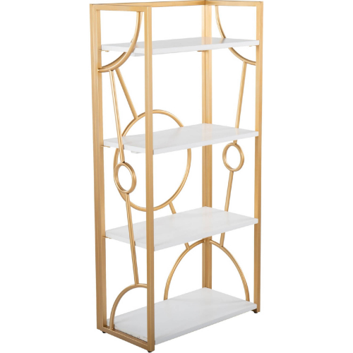 Constellation Bookcase in Gold & White Wood